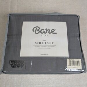 Bare Home Sheet Set King Grey NWT Microfiber Deep Pocket Breathable 4 Piece Set